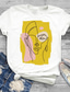 baratos T-Shirts de mulher-Mulheres Plus Size Blusas Camiseta Gráfico Abstrato Imprimir Manga Curta Decote Redondo Designer Diário Feriado Algodão Spandex Jersey Branco Cinzento / Tamanhos Grandes