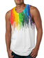 cheap Gym Tank Tops-Men&#039;s Vest Top Tank Top Shirt Vest Casual Beach Summer Sleeveless Black / White Rainbow Colorful Print Crew Neck Daily Holiday 3D Print Clothing Clothes Casual Beach