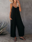 cheap Jumpsuits-Women&#039;s Jumpsuits Casual Summer Solid Color V Neck Holiday Daily Going out Wide Leg Loose Fit Spaghetti Strap Khaki 3XL