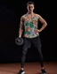 billiga Gym-toppar-Herr Linne Väst Sommar Ärmlös Blommig 3D-tryck Rund hals Dagligen Helgdag 3D-utskrift Mönster Kläder Kläder Ledigt Strandstil Grön