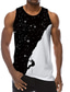 cheap Gym Tank Tops-Men&#039;s Vest Top Tank Top Casual Beach Summer Sleeveless Black / White Galaxy Print Crew Neck Daily Holiday 3D Print Clothing Clothes Casual Beach