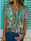 ieftine Tricouri Damă-Pentru femei Tricou Designer Manșon scurt Floral Grafic Design Tipărire 3D În V Zilnic Imprimeu Îmbrăcăminte Îmbrăcăminte Designer De Bază Trifoi Mov Galben