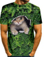 baratos T-shirt Homem estampado gráfico-gato em buraco camisa gráfica masculina 3d colorido verão algodão camiseta estampas de animais em torno do pescoço verde azul roxo amarelo laranja plus size casual diário curto camiseta