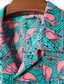 baratos Camisas havaianas-Homens Camisa Social Camisa havaiana Gráfico Flamingo Havaiana Aloha Detalhes Colarinho Clássico Preto / Branco Vermelho Azul Real Azul Verde Escuro Estampado Casual Feriado Manga Curta Imprimir Roupa