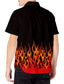 billige Skjorter med tryk til mænd-Herre Skjorte 3D-udskrivning Grafiske tryk Flamme Knap ned krave Daglig Ferie Trykt mønster Kortærmet Toppe Basale Afslappet Sort Grå Guld