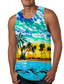 cheap Gym Tank Tops-Men&#039;s Tank Top Vest Casual Beach Summer Sleeveless Orange et Rose dragée Blue Yellow White Tree Print Crew Neck Daily Holiday 3D Print Clothing Clothes Casual Beach