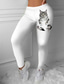 abordables Leggings-Mujer Polainas Deportivo Cintura elástica Estampado Deportivo Moda Deportes Deportes recreativos Fin de semana Elástico Comodidad Impresión 3D Estampado Gato Media cintura Impresión 3D Blanco Negro S