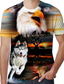tanie T-shirty 3D męskie-Męskie Podkoszulek Koszula Graficzny Zwierzę Okrągły dekolt Niebieski Pomarańczowy Czarny Druk 3D Puszysta Codzienny Święto Krótki rękaw Nadruk Odzież Podstawowy Codzienny / Lato / Lato