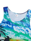cheap Gym Tank Tops-Men&#039;s Tank Top Vest Casual Beach Summer Sleeveless Orange et Rose dragée Blue Yellow White Tree Print Crew Neck Daily Holiday 3D Print Clothing Clothes Casual Beach
