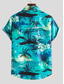 billiga Tropiska skjortor-Herr Skjorta Hawaii skjorta Grafisk Hawaiisk Aloha Mellan Design Krage Knapp ner krage Blå Purpur Grön Andra tryck Dagligen Utekväll Kortärmad krage skjortor Mönster Kläder Designer Boho Strandstil