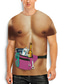 billige 3D-herreskjorter-Herre T-shirt T-Shirts Sjove T-shirts Grafisk Muskel Rund hals A B Sort Hvid Lilla 3D-udskrivning Plusstørrelser Kortærmet Trykt mønster Tøj Muskel