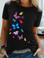 preiswerte T-Shirt-Damen T Shirt Design Heißprägen Graphic Schmetterling Design Kurzarm Rundhalsausschnitt Täglich Ausgehen Bedruckt Kleidung Design Basic Schwarz