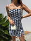 Χαμηλού Κόστους Μίνι Φορέματα-Γυναικεία Φόρεμα σε ευθεία γραμμή Μίνι φόρεμα Πράσινο του τριφυλλιού Ρουμπίνι Βαθυγάλαζο Αμάνικο Φλοράλ Στάμπα Εξώπλατο Σκίσιμο Καλοκαίρι Στράπλες κρύος ώμος Κομψό Σέξι 2022 Τ M L XL