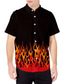 お買い得  メンズプリントシャツ-男性用 シャツ 3Dプリント グラフィック 火炎 ボランダウン 日常 祝日 プリント 半袖 トップの ベーシック カジュアル ブラック グレー ゴールド