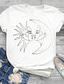 baratos T-Shirts de mulher-Mulheres Plus Size Blusas Camiseta Gráfico Abstrato Imprimir Manga Curta Decote Redondo Designer Diário Feriado Algodão Spandex Jersey Branco Cinzento / Tamanhos Grandes