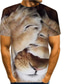 cheap Men&#039;s 3D T-shirts-Men&#039;s Shirt T shirt Tee Tee Streetwear Exaggerated Cool Summer Short Sleeve White Yellow Orange Graphic Animal Lion Print Round Neck Daily Holiday Animal Pattern Fashion Clothing Clothes Streetwear