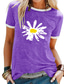 Χαμηλού Κόστους Γυναικεία T-Shirts-Γυναικεία Άνθινο Θέμα Μαργαρίτα Μπλουζάκι Φλοράλ Λουλούδι Μαργαρίτα Στάμπα Στρογγυλή Λαιμόκοψη Βασικό Άριστος Θαλασσί Βυσσινί Μαύρο
