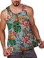 cheap Gym Tank Tops-Men&#039;s Vest Top Tank Top Vest Summer Sleeveless Floral 3D Print Crew Neck Daily Holiday 3D Print Print Clothing Clothes Casual Beach Green