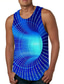 cheap Gym Tank Tops-Men&#039;s Tank Top Vest Casual Hawaiian Beach Summer Sleeveless Blue 3D Print Crew Neck Daily Holiday 3D Print Print Clothing Clothes Casual Hawaiian Beach