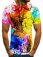 voordelige Grafische polo-Voor heren POLO Shirt Golfshirt Tennisshirt T-shirt 3D-afdrukken Verloop Grafische prints Kraag Straat Casual Button-omlaag Korte mouw Tops Casual Modieus Stoer Regenboog