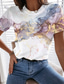 billige T-skjorter til kvinner-Dame T skjorte Designer 3D-utskrift Grafisk sparkly Graffiti Glitrende Design Kortermet Rund hals Daglig Trykt mønster Klær Klær Designer Grunnleggende Hvit