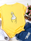 levne Dámská trička-Dámské Tričko Designové Léto Horká ražba Srdce Design Krátký rukáv Kulatý Denní Tisk Oblečení Oblečení Designové Základní Trávová zelená Světlá růžová Žlutá