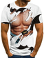 tanie T-shirty 3D męskie-Męskie Podkoszulek Koszulki Śmieszne koszulki Graficzny Mięsień Okrągły dekolt Biały / Czarny Czarny Biały Niebieski Brązowy Druk 3D Codzienny Święto Krótki rękaw 3D Nadruk Odzież Sport Codzienny