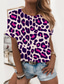 billige T-shirts til kvinde-Dame T-shirt Designer 3D-udskrivning Grafisk Leopard Design Kortærmet Rund hals Daglig Trykt mønster Tøj Tøj Designer Basale Grøn Hvid Blå