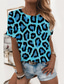 preiswerte T-Shirt-Damen T Shirt Design 3D-Druck Graphic Leopard Design Kurzarm Rundhalsausschnitt Täglich Bedruckt Kleidung Design Basic Grün Weiß Blau