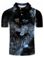 voordelige Grafische polo-Voor heren POLO Shirt Golfshirt Tennisshirt T-shirt 3D-afdrukken Wolf dier Kraag Straat Casual Button-omlaag Korte mouw Tops Casual Modieus Stoer Zwart