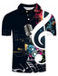 billiga Grafisk polo-Herr POLO Shirt Golftröja Tennisskjorta T-shirt 3D-tryck Grafiska tryck Musikinstrument Krage Gata Ledigt Button-Down Kortärmad Blast Ledigt Mode Häftig Svart