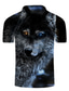 voordelige Grafische polo-Voor heren POLO Shirt Golfshirt Tennisshirt T-shirt 3D-afdrukken Wolf dier Kraag Straat Casual Button-omlaag Korte mouw Tops Casual Modieus Stoer Zwart