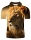 baratos Polo 3D-Homens Camiseta Polo Camisa de golfe Camisa de tênis Camiseta Impressão 3D Estampas Abstratas Leão Animal Colarinho Rua Casual Botão para baixo Manga Curta Blusas Casual Moda Legal Marron