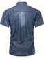 billige herre tyk skjorte-Herre Skjorte Denim Skjorte Sort &amp; Hvid Krave Aftæpning Marineblå Dusty Blue Lyseblå Daglig Kortærmet Denimstof Tøj Bomuld Hawaiiansk Militær