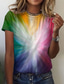 billiga T-shirt-Dam T-shirt Designer 3D-tryck Färgblock Design Kortärmad Rund hals Dagligen Mönster Kläder Kläder Designer Grundläggande Grön Blå Gul