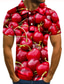 billige Grafisk polo-Herre POLO T-skjorte Golf skjorte Tennis skjorte T skjorte 3D-utskrift Grafiske trykk Frukt Krage Gate Avslappet Knapp ned Kortermet Topper Fritid Mote Kul Rød