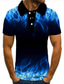 baratos Polo com estampado Gráfico-Homens Camiseta Polo Camisa de golfe Camisa de tênis Camiseta Impressão 3D Estampas Abstratas Labareda Colarinho Rua Casual Botão para baixo Manga Curta Blusas Casual Moda Legal Azul