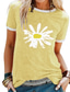 baratos T-Shirts de mulher-Mulheres Tema Flores Margarida Camiseta Floral Flor Margarida Imprimir Decote Redondo Básico Blusas Azul Roxo Preto