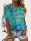 billige T-skjorter til kvinner-Dame T skjorte Designer 3D-utskrift Grafisk Design Dyr Kortermet Rund hals Daglig Trykt mønster Klær Klær Designer Grunnleggende Blå