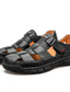 ieftine Sandale Bărbați-Bărbați Sandale Cusături de mână Sandale Pescar Sandale Confort Pantofi romani Stiluri de Plajă În aer liber Zilnic Piele Nappa Respirabil Confecționat Manual Non-alunecare Negru Maro Primăvară Vară