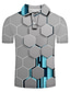 voordelige Grafische polo-Voor heren POLO Shirt Golfshirt Tennisshirt T-shirt 3D-afdrukken Geometrie Kraag Straat Casual Button-omlaag Korte mouw Tops Casual Modieus Stoer Grijs