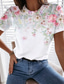 olcso Női pólók-Női Póló Dizájn 3D nyomtatás Virágos Grafika Dizájn Rövid ujjú Kerek Napi Nyomtatott Ruházat Ruhák Dizájn Alap Fehér