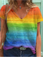 preiswerte T-Shirt-Damen LGBT Stolz T Shirt Regenbogen Design V-Ausschnitt Grundlegend Oberteile Regenbogen / 3D-Druck