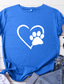 billige T-skjorter til kvinner-Dame Bluse Marineblå Vinrød Rosa Hjerte Kortermet Daglig Sport Grunnleggende Fritid Rund hals 100 % bomull Normal Raglan Ermer