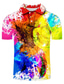 cheap Graphic Polo-Men&#039;s Collar Polo Shirt T shirt Tee Golf Shirt Tennis Shirt Fashion Cool Casual Short Sleeve Rainbow Gradient Graphic Prints 3D Print Collar Street Casual Button-Down Clothing Clothes Fashion Cool
