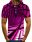 cheap 3D Polo-Men&#039;s Collar Polo Shirt T shirt Tee Golf Shirt Tennis Shirt Fashion Cool Casual Short Sleeve Pink Optical Illusion Geometry 3D Print Collar Street Casual Button-Down Clothing Clothes Fashion Cool