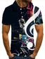 billiga Grafisk polo-Herr POLO Shirt Golftröja Tennisskjorta T-shirt 3D-tryck Grafiska tryck Musikinstrument Krage Gata Ledigt Button-Down Kortärmad Blast Ledigt Mode Häftig Svart