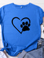 baratos T-Shirts de mulher-Mulheres Blusa Azul marinho Vermelho Vinho 粉色 Coração Manga Curta Diário Esportes Básico Casual Decote Redondo 100% Algodão Normal Mangas Raglã