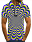 cheap Graphic Polo-Men&#039;s Collar Polo Shirt T shirt Tee Golf Shirt Tennis Shirt Fashion Cool Casual Short Sleeve Blue Optical Illusion Geometry 3D Print Collar Street Casual Button-Down Clothing Clothes Fashion Cool