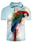voordelige Grafische polo-Voor heren POLO Shirt Golfshirt Tennisshirt T-shirt 3D-afdrukken Vogel dier Kraag Straat Casual Button-omlaag Korte mouw Tops Casual Modieus Stoer blauw
